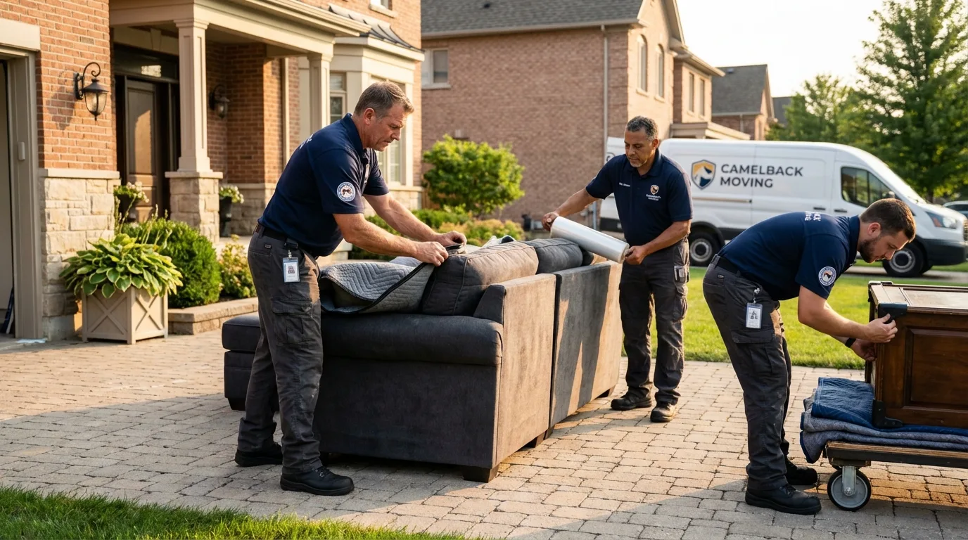 Large estate moving crew wrapping furniture in Silsbee, TX